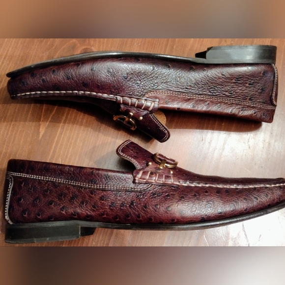Donald J. Pliner Dacio-68 Brown Ostrich Embossed Loafers, Size 13 - Picture 2 of 10
